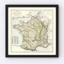 Vintage Map of France 1883