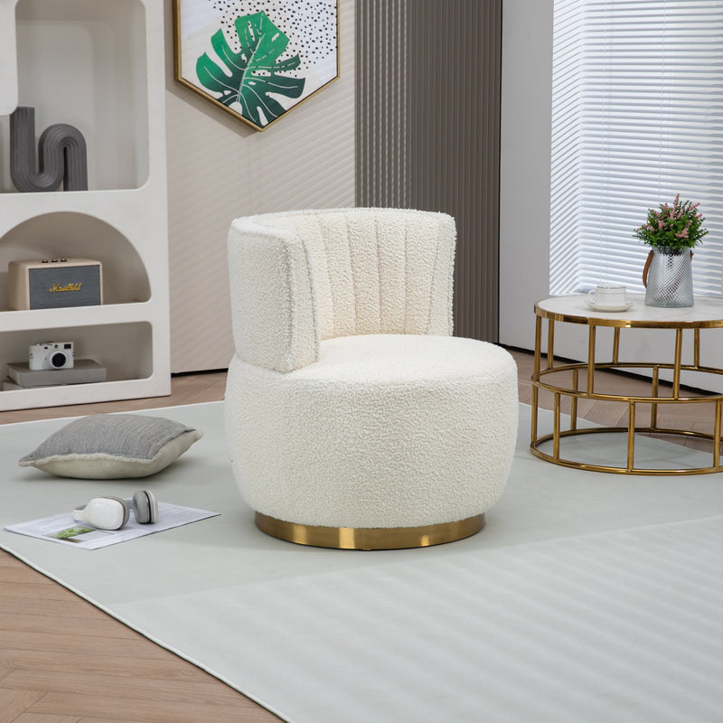 360 Degree Swivel Cuddle Barrel Accent Sofa Chairs, Round Armchairs with Wide Upholstered, Fluffy Velvet Fabric Chair for Living Room, Bedroom, Office, Waiting Rooms