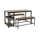 3 Pieces Dining Table Set for 4 with Wine Rack-Brown by LJGDeals