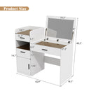 3-in-1 Vanity Desk with Flip Top Mirror, Glass Top Compact Makeup Vanity & Hidden Storage