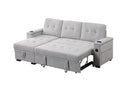 Ashlyn II - 84"W Woven Fabric Reversible Sleeper Sectional Sofa with Storage Chaise by HouseOfZazla
