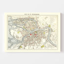 Vintage Map of Saint Petersburg, Russia 1883