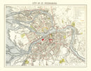 Vintage Map of Saint Petersburg, Russia 1883