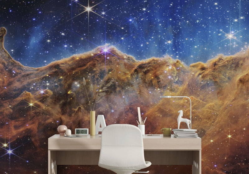 Cosmic Cliffs in the Carina Nebula Photo (NIRCam Image) from NASA, ESA, CSA, STScI. Galaxy Nebula Space Wall Mural | Peel and Stick Wallpaper.