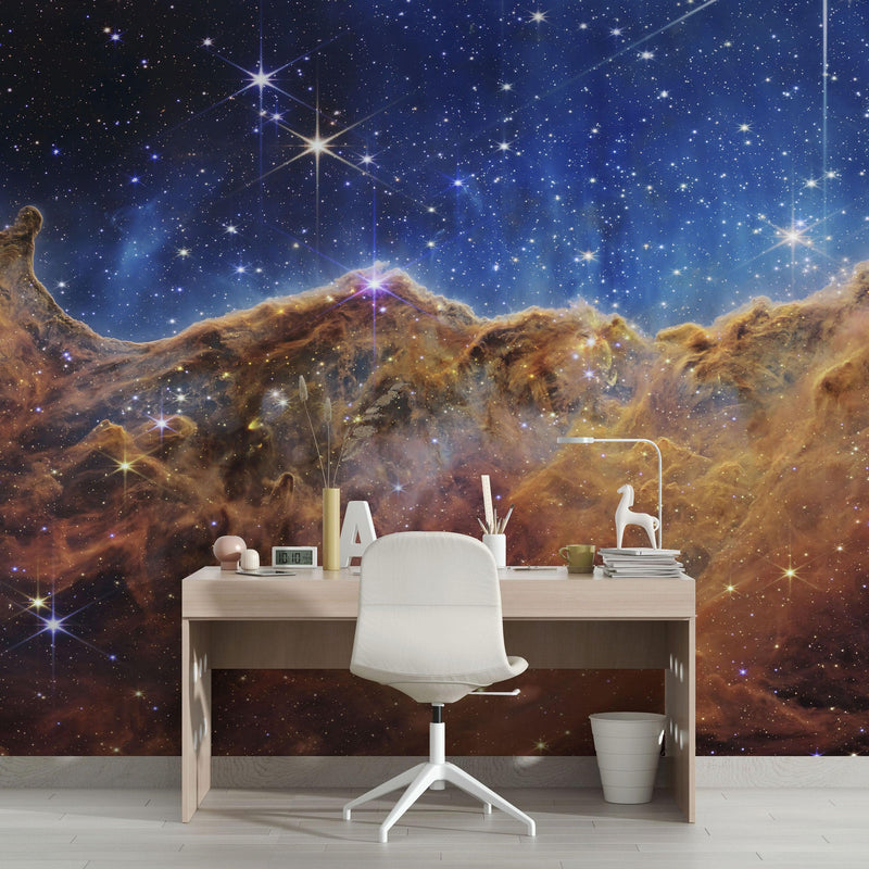 Cosmic Cliffs in the Carina Nebula Photo (NIRCam Image) from NASA, ESA, CSA, STScI. Galaxy Nebula Space Wall Mural | Peel and Stick Wallpaper.