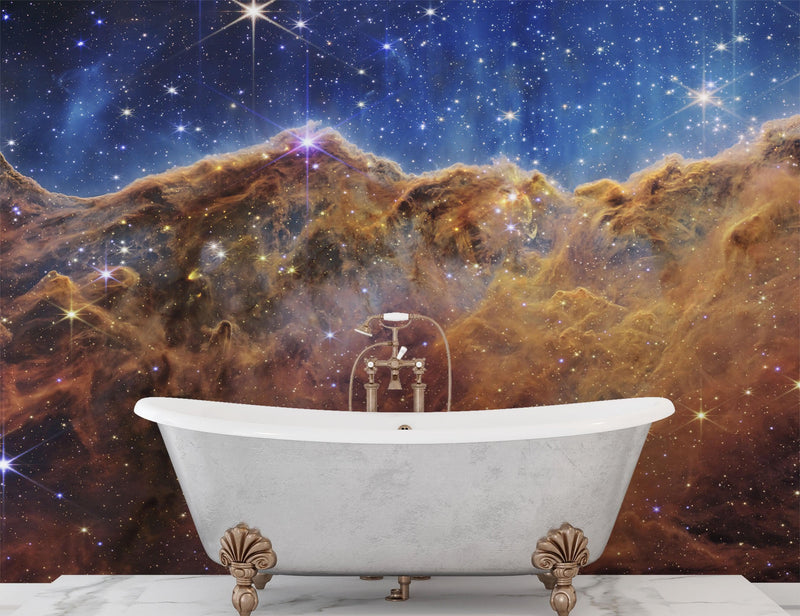 Cosmic Cliffs in the Carina Nebula Photo (NIRCam Image) from NASA, ESA, CSA, STScI. Galaxy Nebula Space Wall Mural | Peel and Stick Wallpaper.