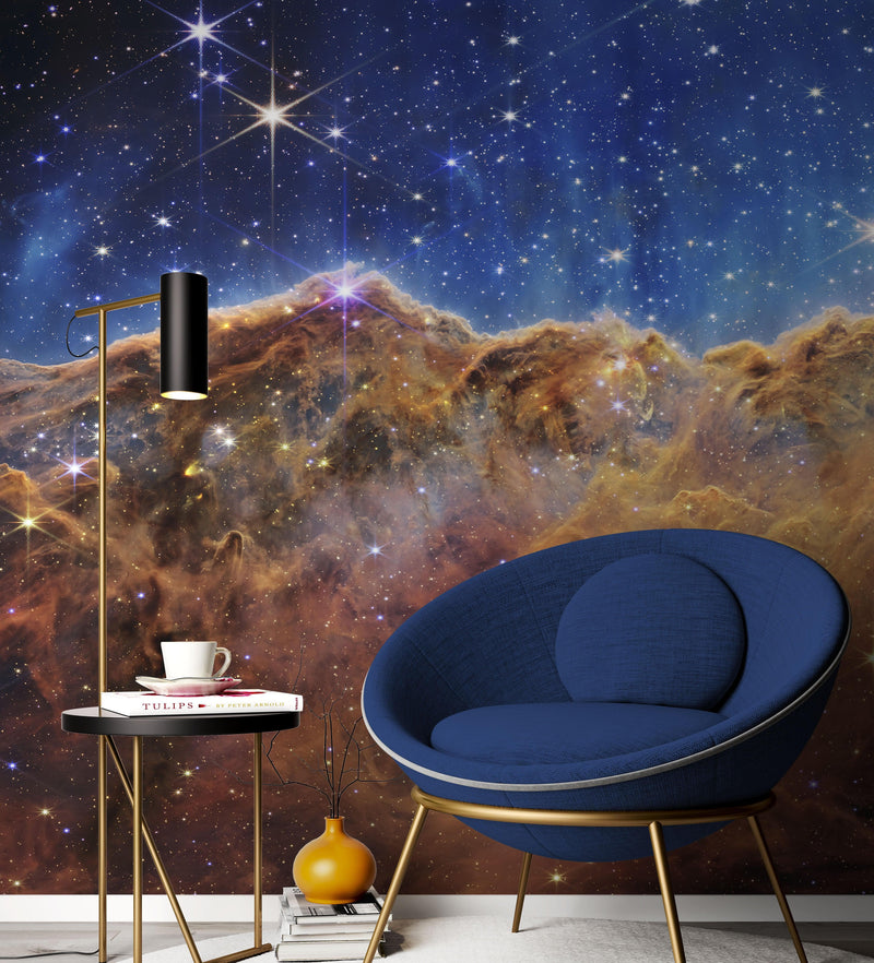 Cosmic Cliffs in the Carina Nebula Photo (NIRCam Image) from NASA, ESA, CSA, STScI. Galaxy Nebula Space Wall Mural | Peel and Stick Wallpaper.