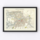 Vintage Map of Saint Petersburg, Russia 1883