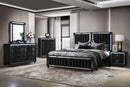 Ravenne 5-piece Velvet Upholstered California King LED Bedroom Set Black