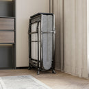 Modern Metal Folding Bed Frame With Foam Mattress, Easy Storage & Mobility - Black by Unique Piece Furniture