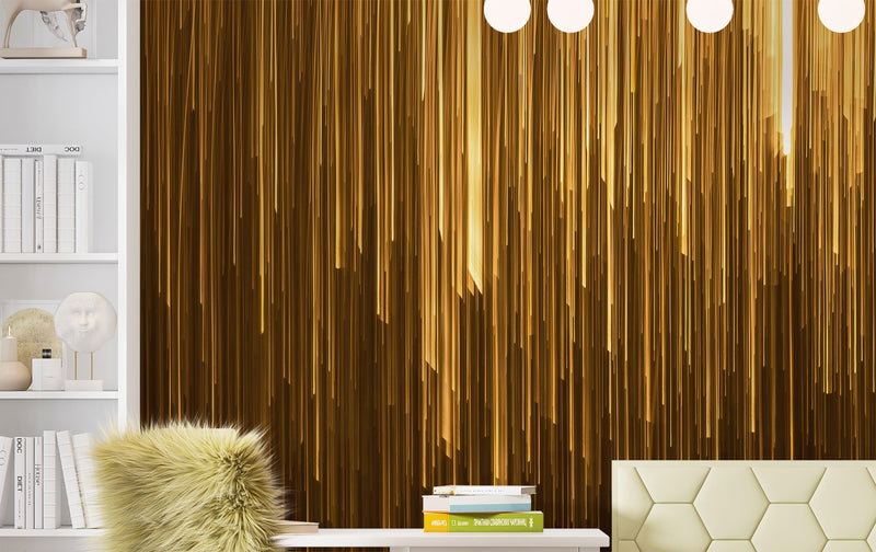 Vertical Streaks of Light Wall Mural. Abstract Glowing Vertical Lines Wallpaper.