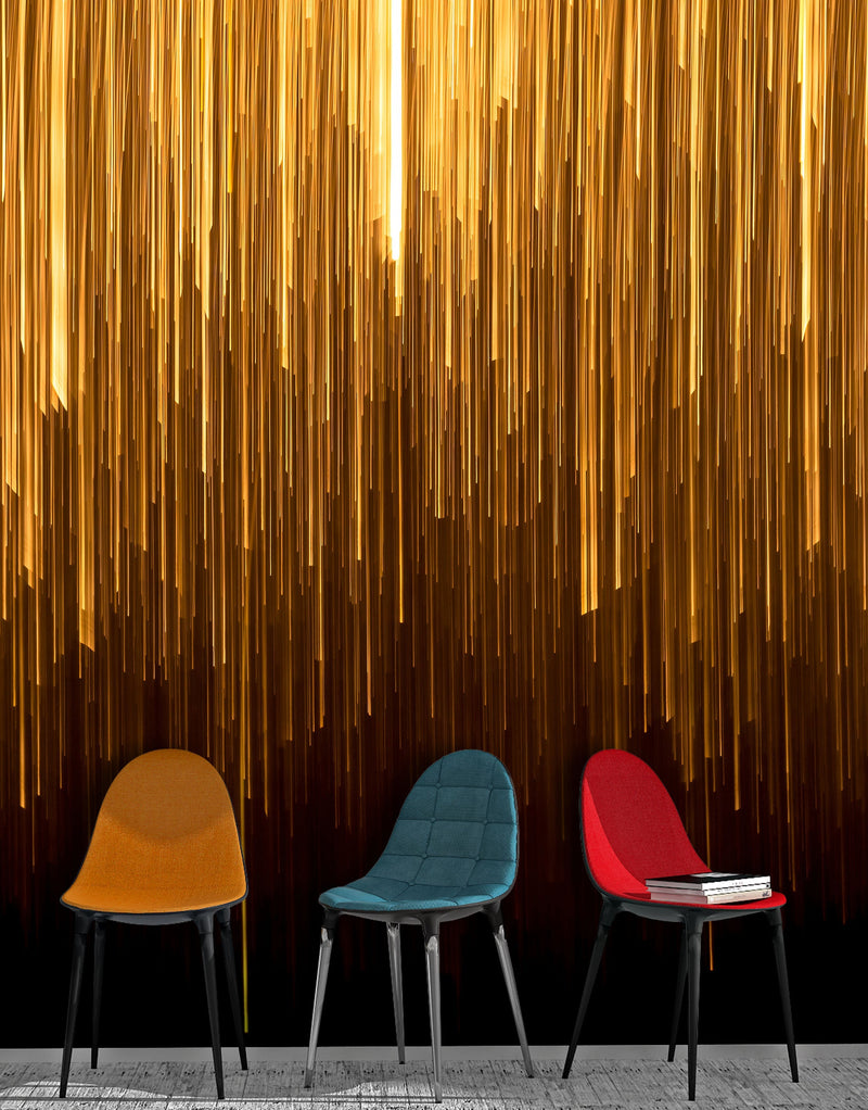 Vertical Streaks of Light Wall Mural. Abstract Glowing Vertical Lines Wallpaper.