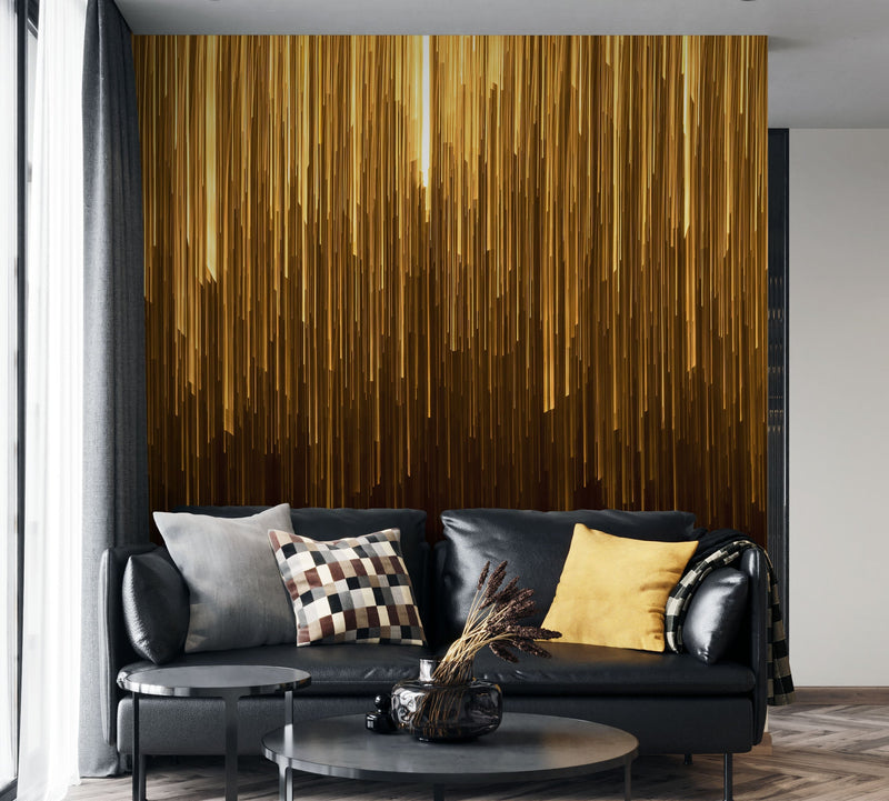 Vertical Streaks of Light Wall Mural. Abstract Glowing Vertical Lines Wallpaper.