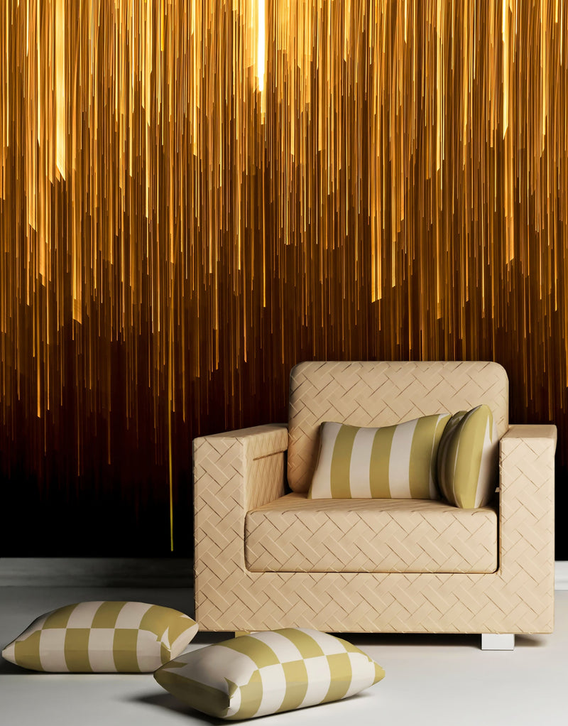 Vertical Streaks of Light Wall Mural. Abstract Glowing Vertical Lines Wallpaper.