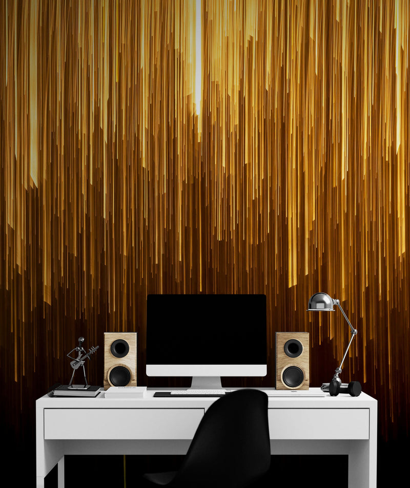 Vertical Streaks of Light Wall Mural. Abstract Glowing Vertical Lines Wallpaper.