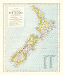 Vintage Map of New Zealand 1883