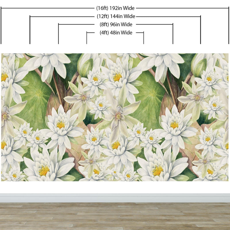 Botanical Flower Wall Mural. Color Pencil Artwork of Flower Garden Peel and Stick Wallpaper. Paradise Botanical Flowers and Leave Black Background.