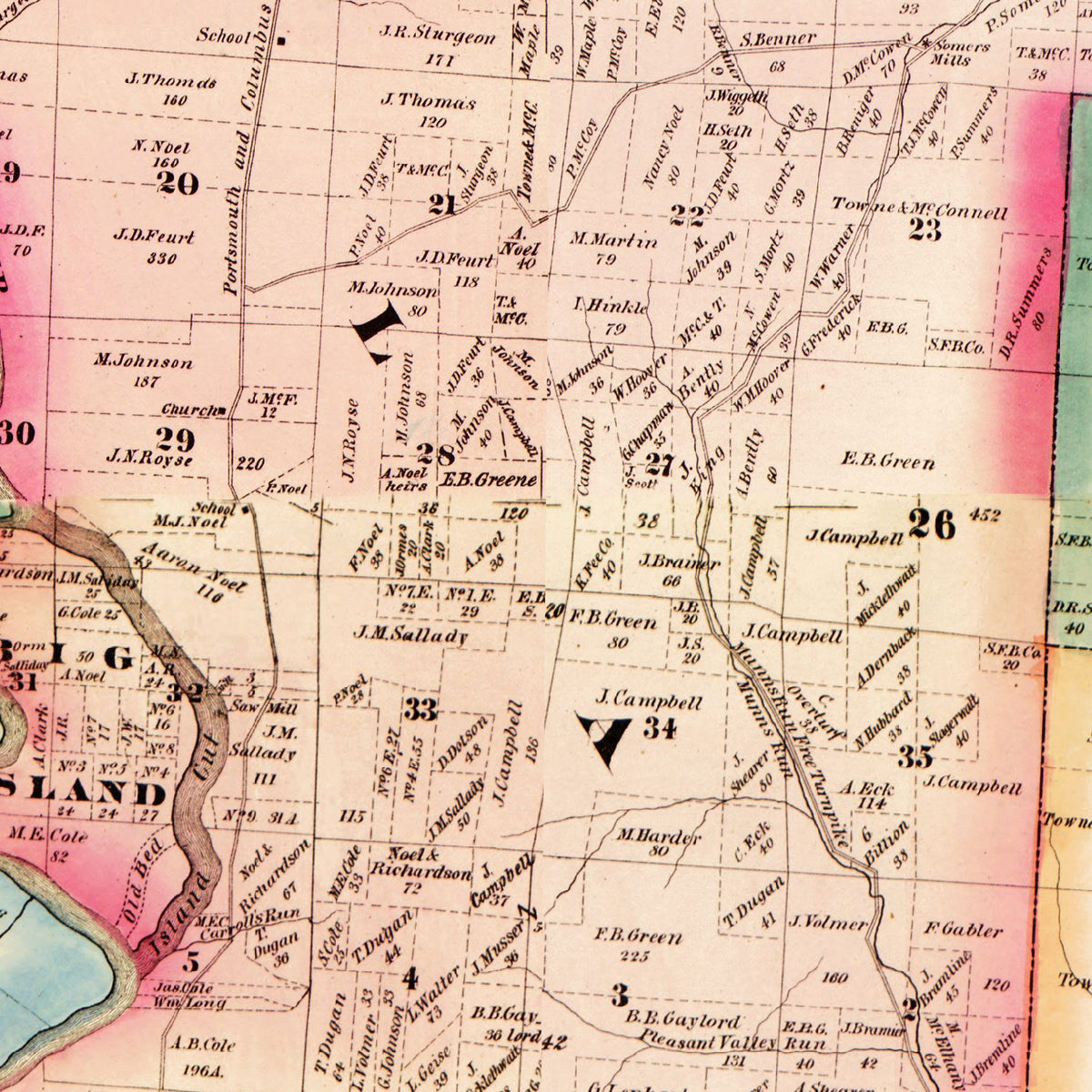 Vintage Map of Scioto County, Ohio 1875, photo 2 of 5