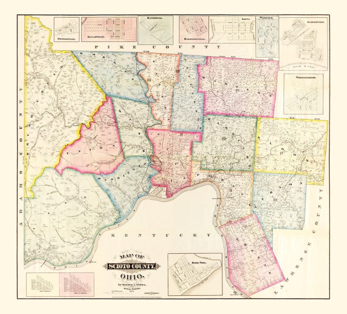 Vintage Map of Scioto County, Ohio 1875, photo 5 of 5