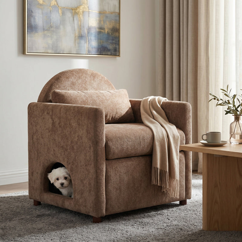 Coffee Pet Friendly Accent Chair with Hidden Pet Nook, photo 3 of 10