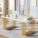 Office Executive Desk For Home Office - White / Gold by HouseOfZazla