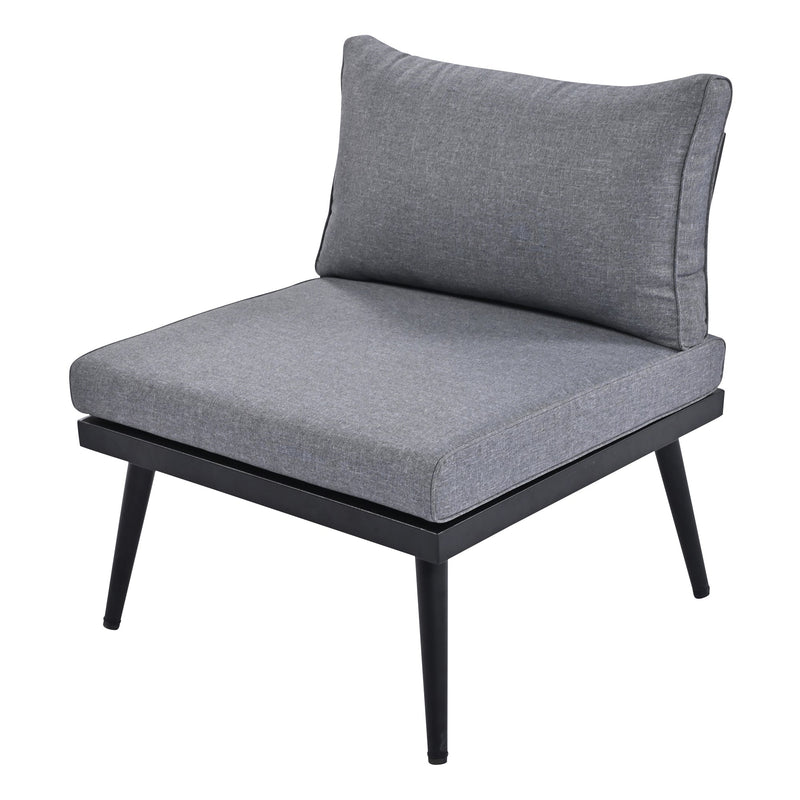 6-Piece Outdoor Sectional Sofa Set with Round Nesting Coffee Tables and Seating Sofa with Cushions for Patio, Porch and Garden (Grey)