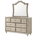 Antonella 7-drawer Upholstered Dresser with Mirror Ivory