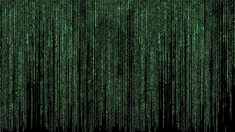 Computer Matrix Style Lines of Code Wall Mural. Science Fiction Decor.