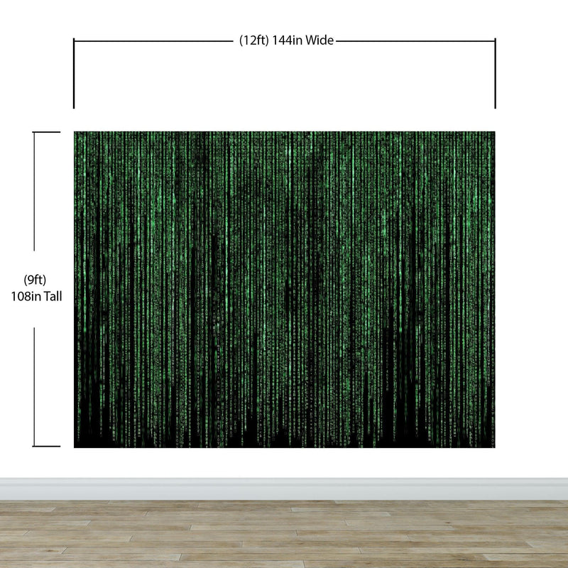 Computer Matrix Style Lines of Code Wall Mural. Science Fiction Decor.