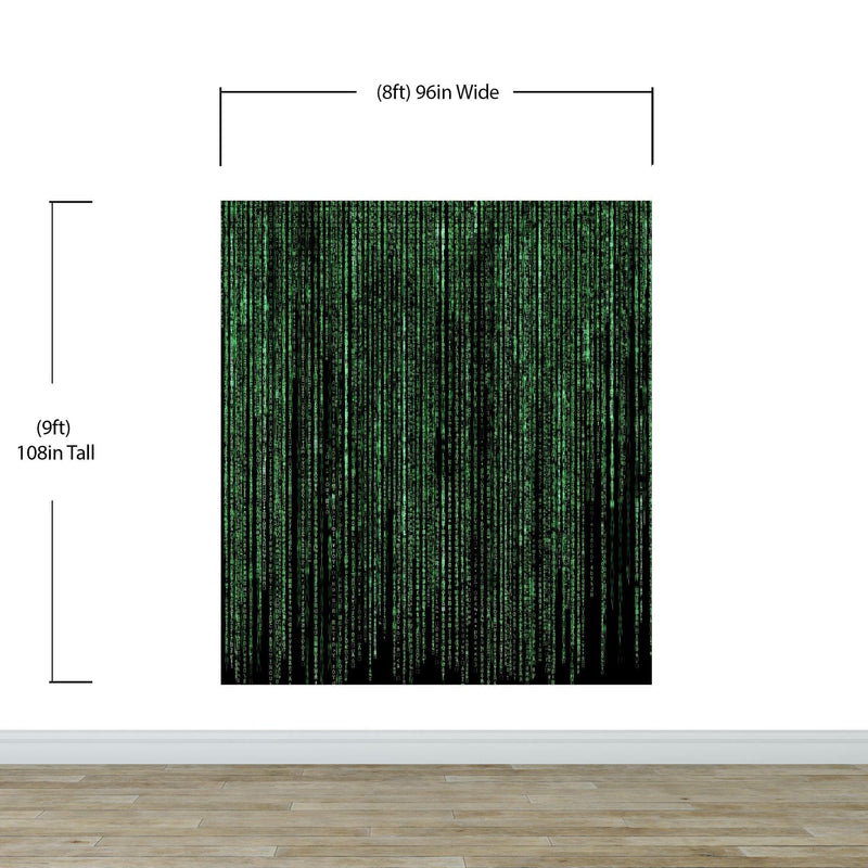 Computer Matrix Style Lines of Code Wall Mural. Science Fiction Decor.