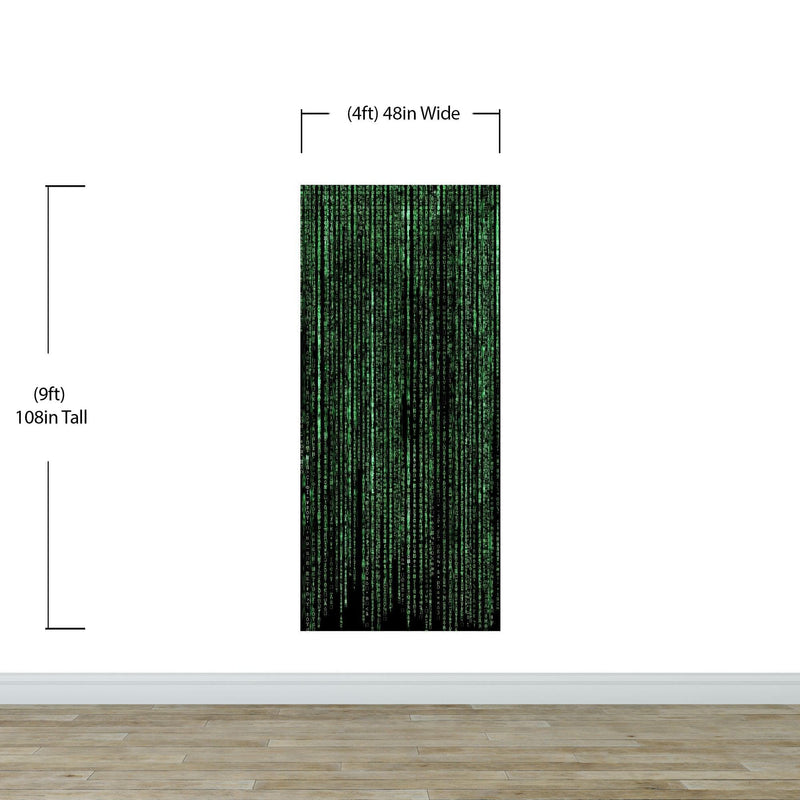 Computer Matrix Style Lines of Code Wall Mural. Science Fiction Decor.