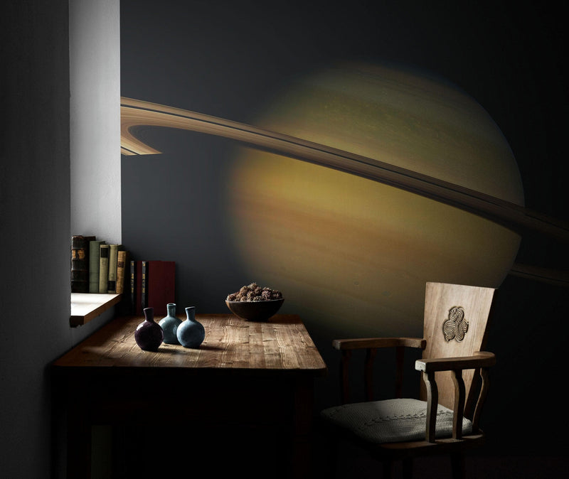 Rings of Saturn Wall Mural. Space theme peel and stick wallpaper.