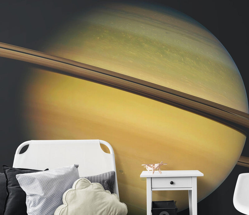 Rings of Saturn Wall Mural. Space theme peel and stick wallpaper.