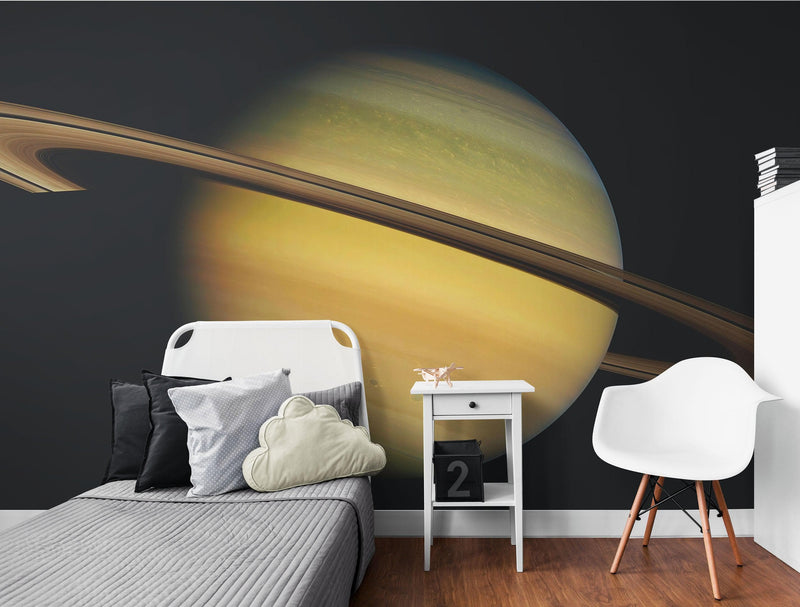 Rings of Saturn Wall Mural. Space theme peel and stick wallpaper.