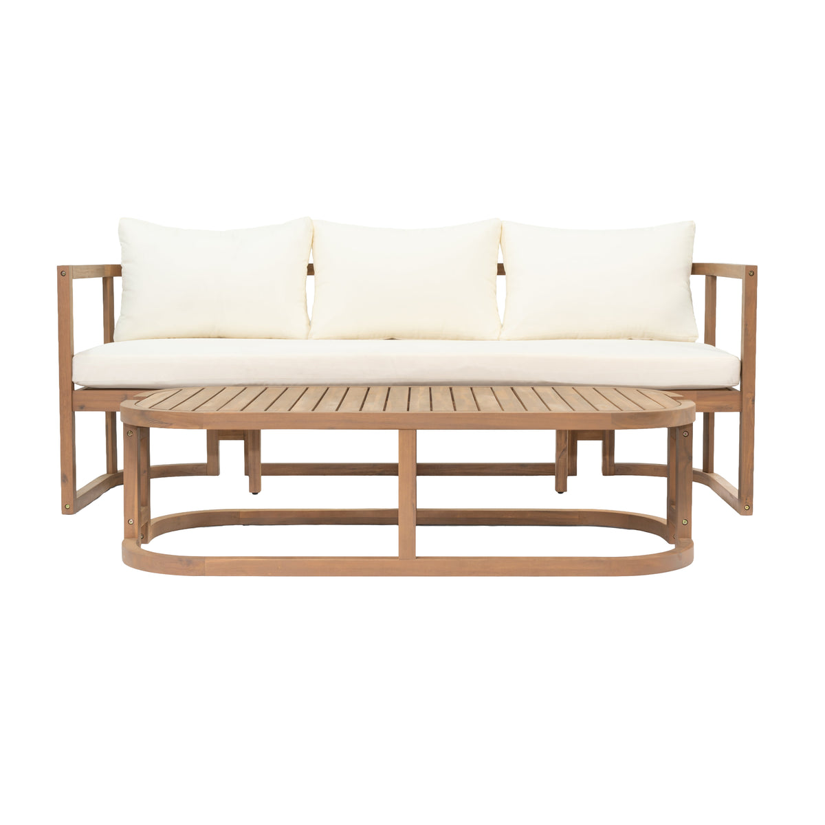 TOPMAX 4-Piece Modern Acacia Wood Sofa Set, photo 9 of 9