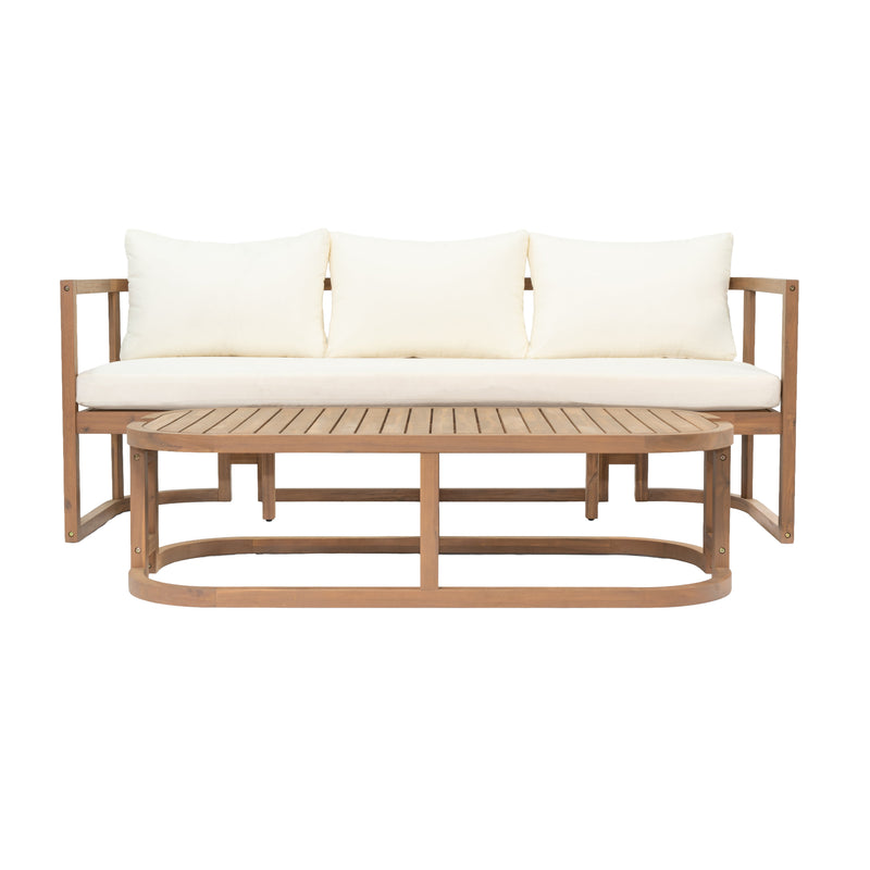 TOPMAX 4-Piece Modern Acacia Wood Sofa Set, photo 9 of 9