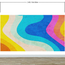 Abstract Retro Rainbow Color Curve Pattern Wall Mural.