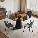 Round Dining Table And 4 Chair Set With Ergonomic Chairs - Black by HouseOfZazla