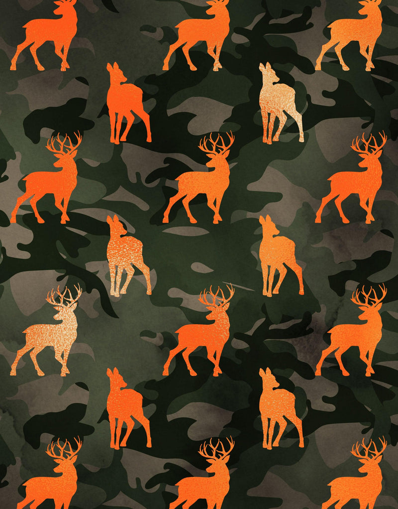 Deer Silhouette Camouflage Wall Mural. Military Theme / Hunter Home Decor. Peel and Stick Wallpaper.