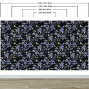 Blue and Black Color Flower Pattern Wall Mural. Tropical Botanical Floral Peel and Stick Wallpaper.