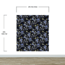 Blue and Black Color Flower Pattern Wall Mural. Tropical Botanical Floral Peel and Stick Wallpaper.