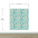 Teal Color Autumn Leaves Pattern Wall Mural. Retro Illustration Foliage Pattern.