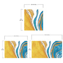 Abstract Bright Color Ink Splotch Pattern Wall Mural. Gold, White and Blue.