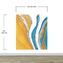 Abstract Bright Color Ink Splotch Pattern Wall Mural. Gold, White and Blue.