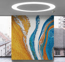 Abstract Bright Color Ink Splotch Pattern Wall Mural. Gold, White and Blue.