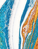 Abstract Bright Color Ink Splotch Pattern Wall Mural. Gold, White and Blue.