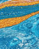 Abstract Bright Color Ink Splotch Pattern Wall Mural. Gold, White and Blue.