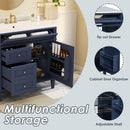 Bathroom Vanity With Top Sink, Modern Bathroom Storage Cabinet, 2 Drawers And A Tip-Out Drawer, Single Sink Bathroom Vanity - Blue by HouseOfZazla
