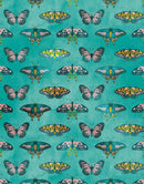 Butterfly Pattern on Green Background Wall Mural. Retro Green, Pink and Gold Color Illustration Design. Bedroom, Nursery, Home Decor. Peel and Stick Wallpaper.