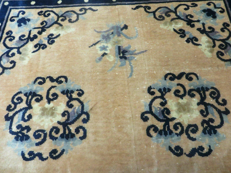 4' X 6' Antique Handmade Fine Knotted Peking Chinese Wool Rug Amiri Salmon